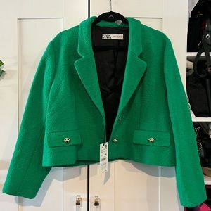Zara boucle crop blazer